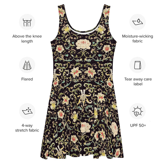 Black Floral Skater Dress
