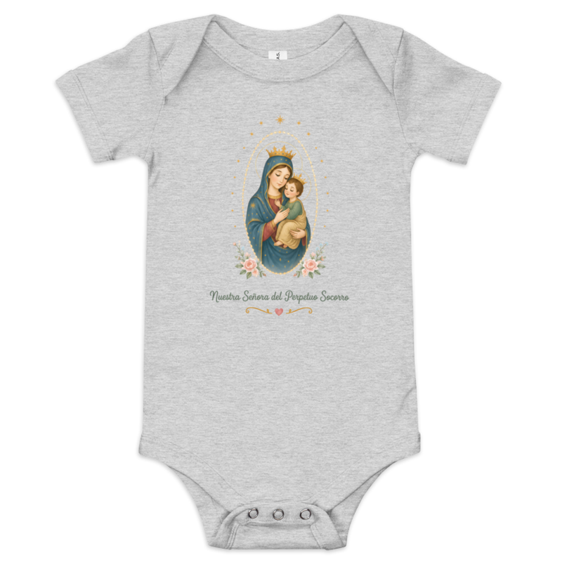 Nuestra Señora del Perpetuo Socorro Baby — Printful flat · Athletic Heather