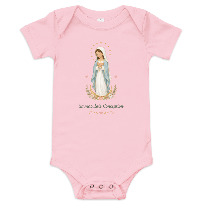 Immaculate Conception Baby — Printful flat · Pink