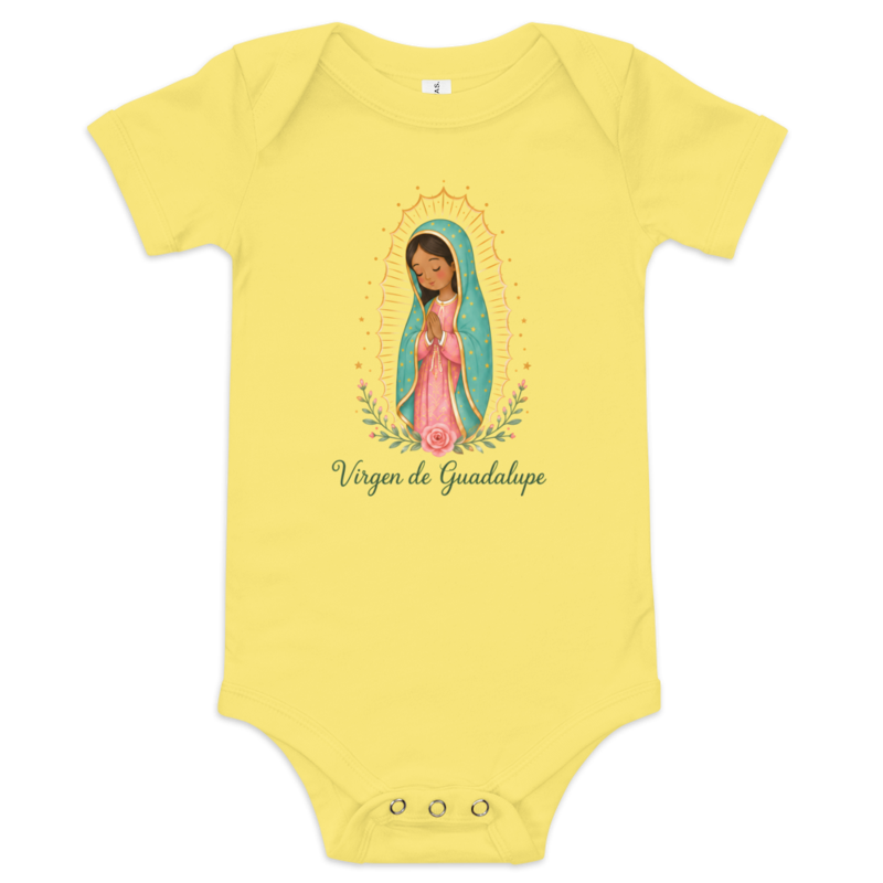 Virgen de Guadalupe Baby — Printful flat · Yellow