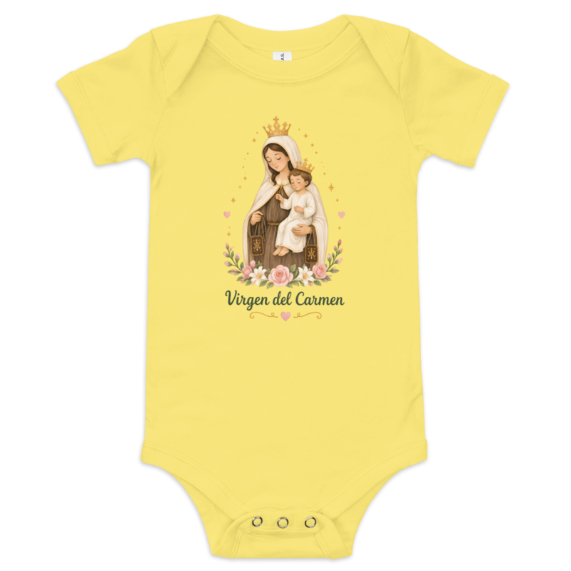 Virgen del Carmen Baby — Printful flat · Yellow