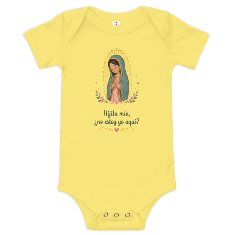 Hijita Mía Guadalupe Baby — Printful flat · Yellow