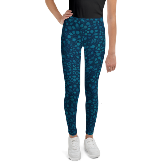 Teal Organic Diamonds Youth Leggings