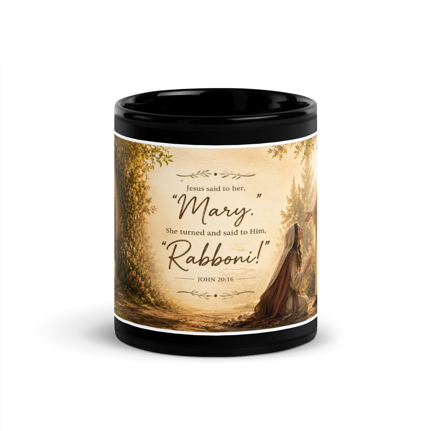Mary Magdalene Garden Tomb Black Glossy Mug