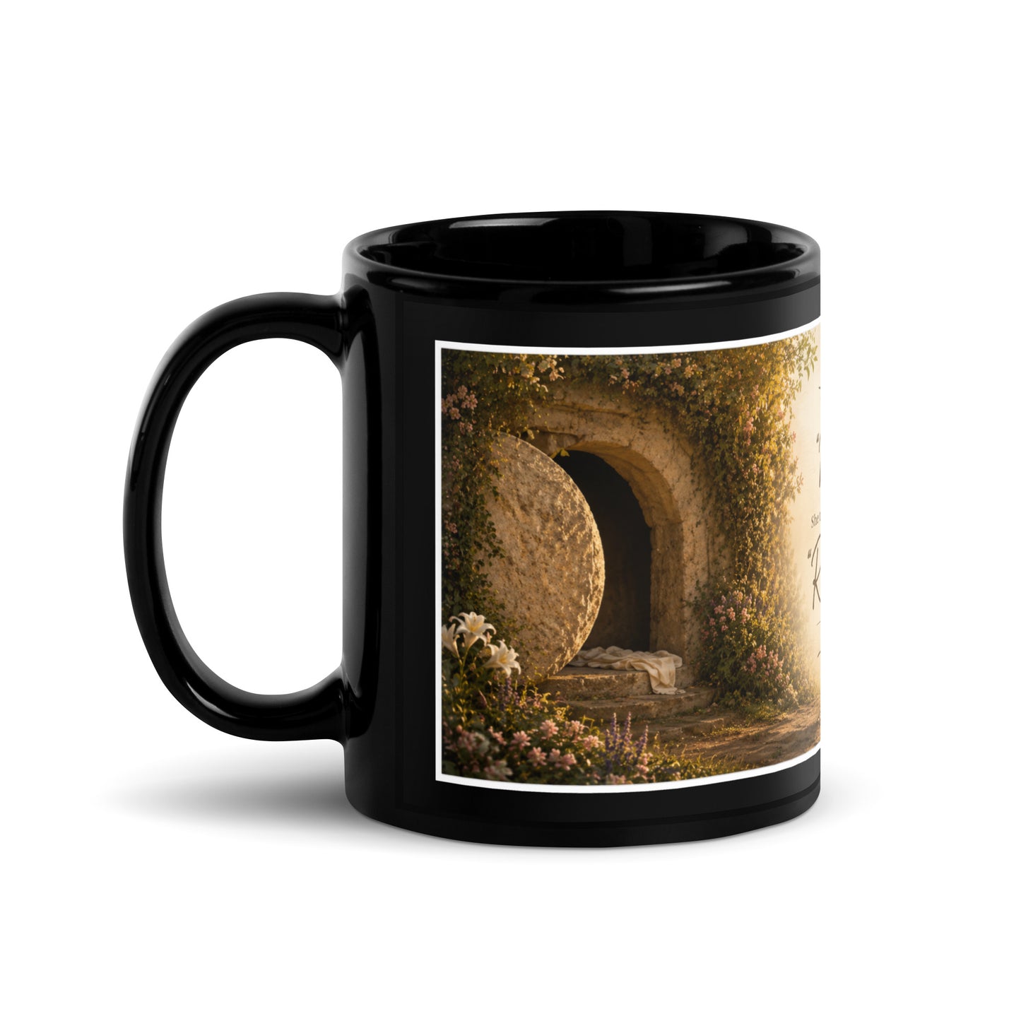 Mary Magdalene Garden Tomb Black Glossy Mug