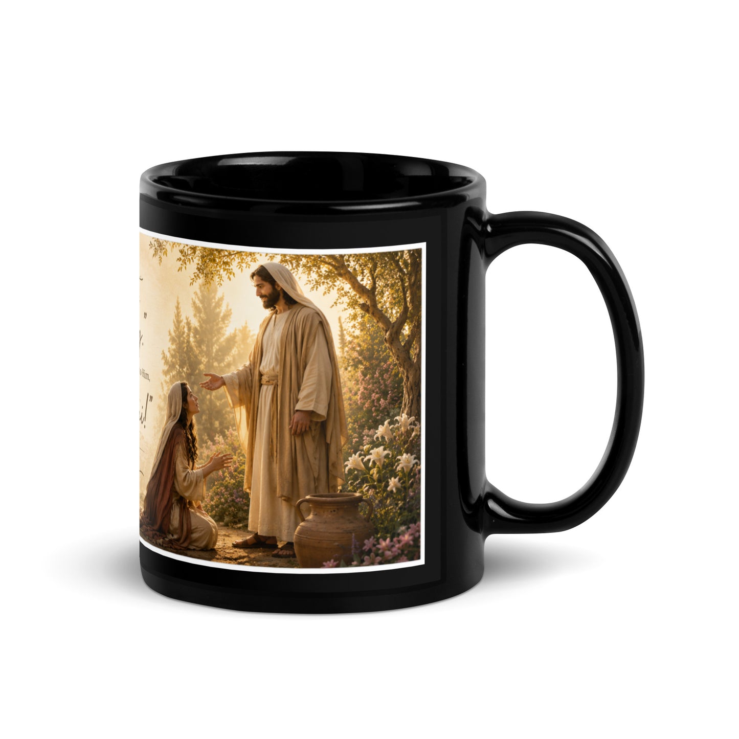 Mary Magdalene Garden Tomb Black Glossy Mug