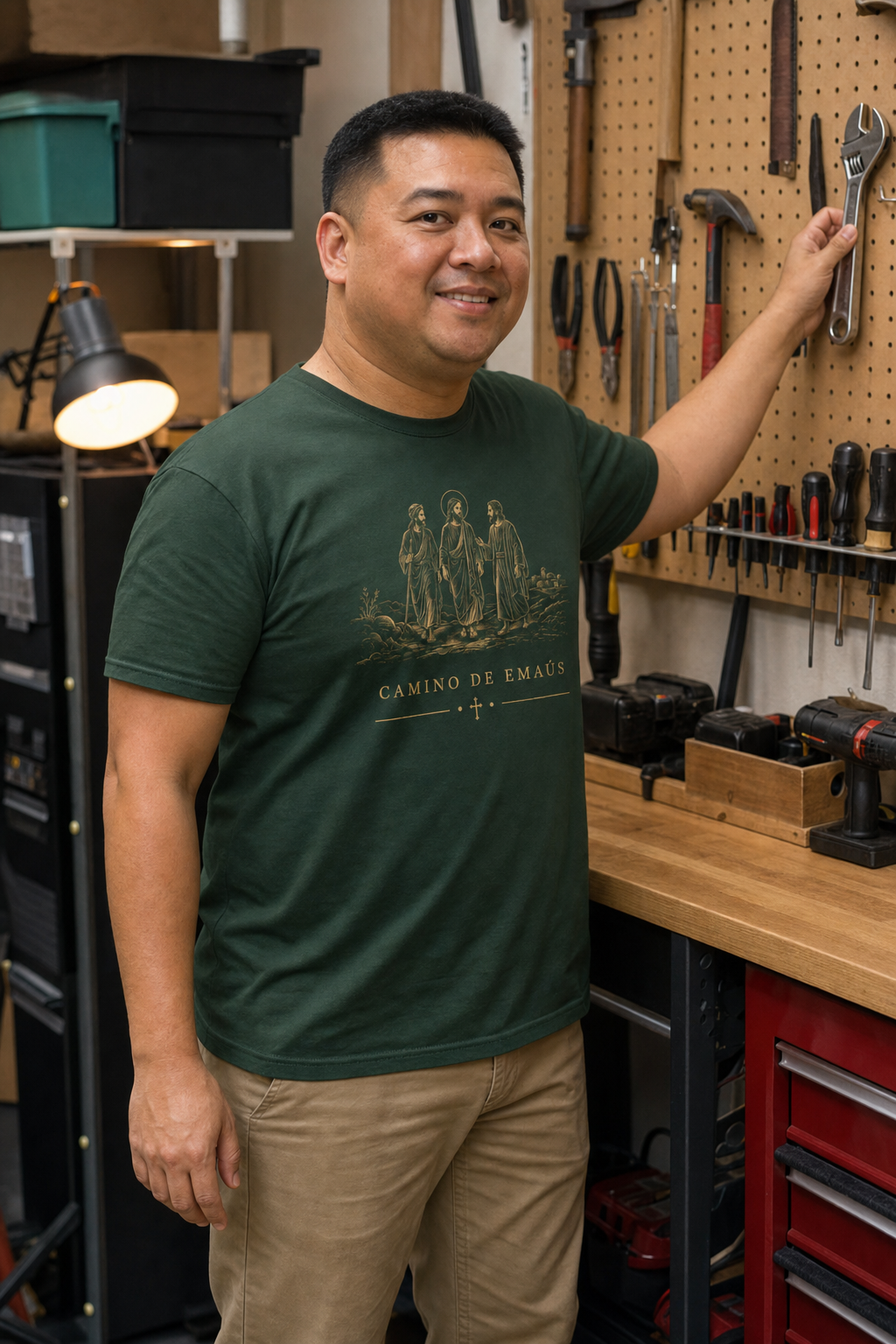 camino-de-emaus-t-shirt lifestyle · Forest Green