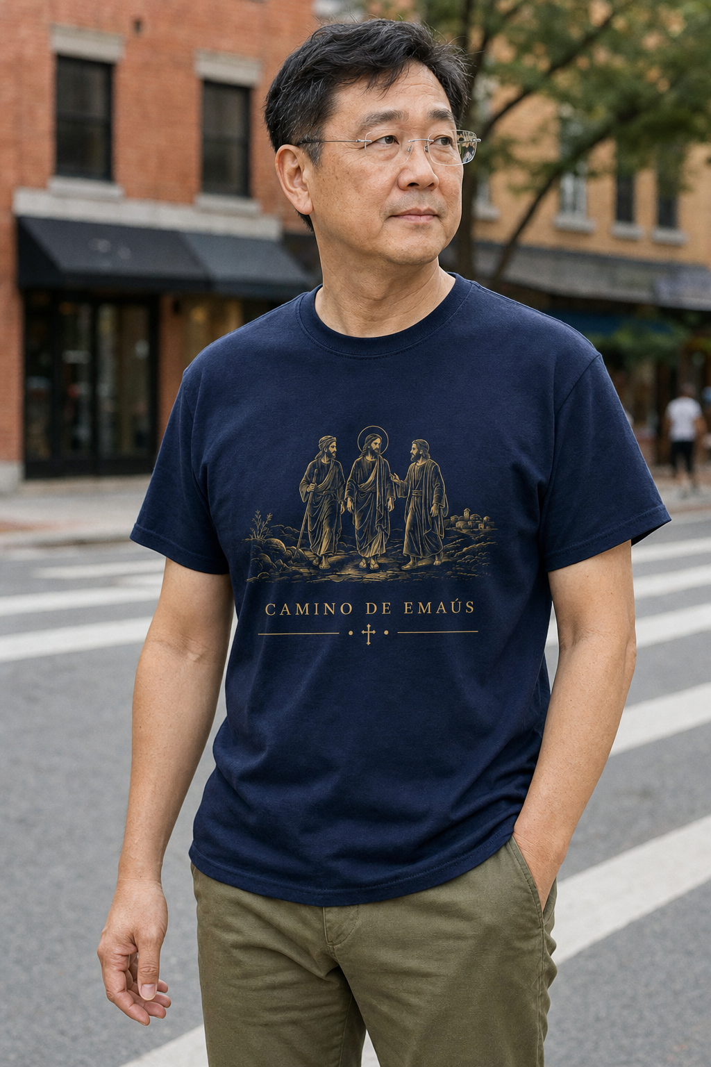 camino-de-emaus-t-shirt lifestyle · Navy