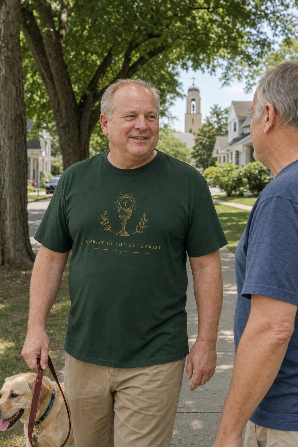 christ-in-the-eucharist-t-shirt lifestyle · Forest Green