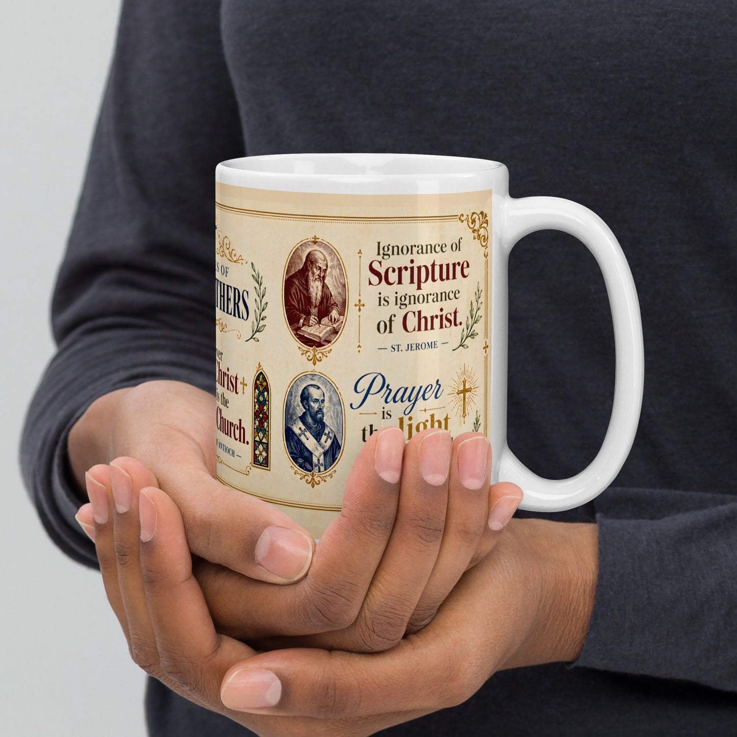 Church Fathers mug — right side