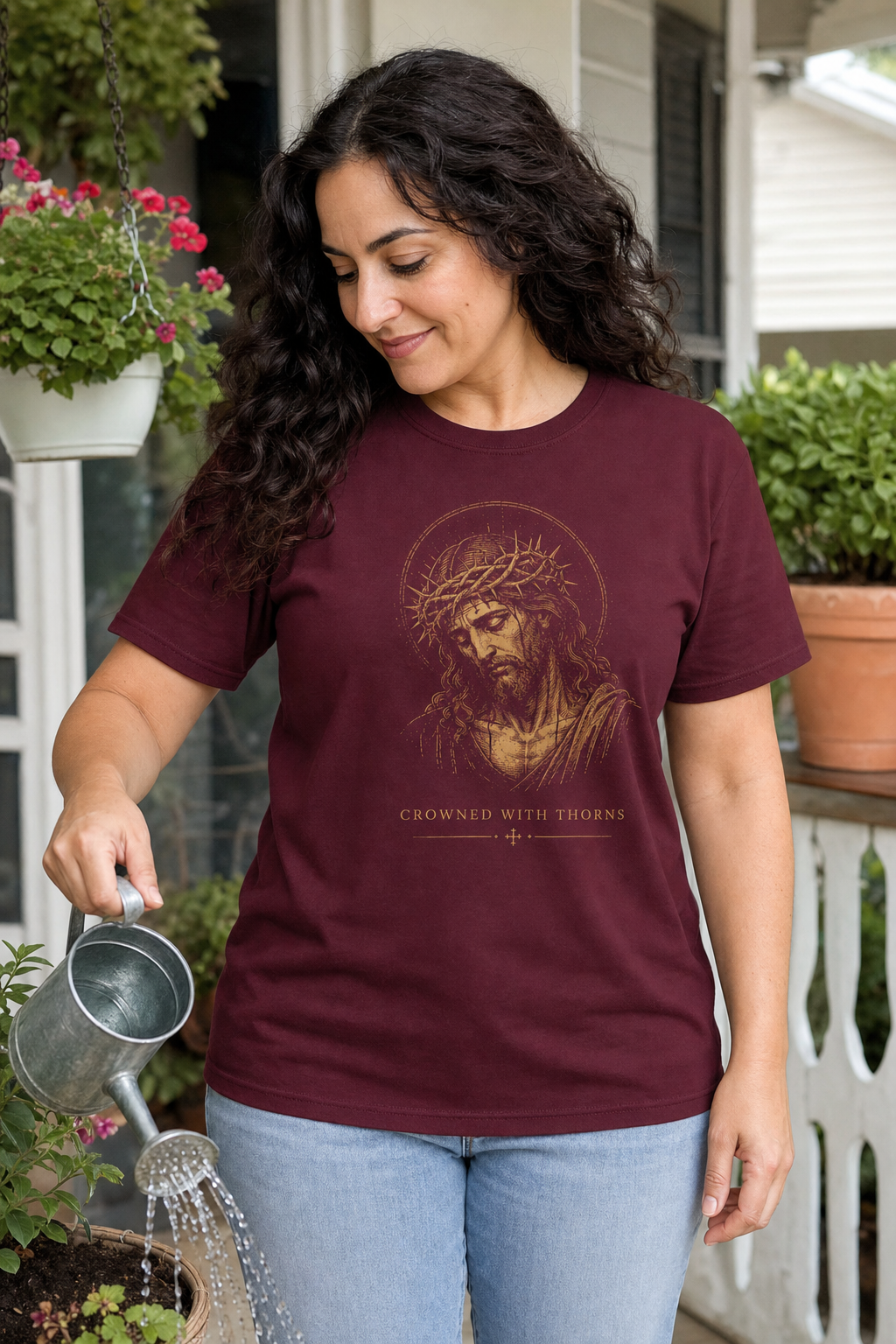 crowned-with-thorns-t-shirt lifestyle · Maroon