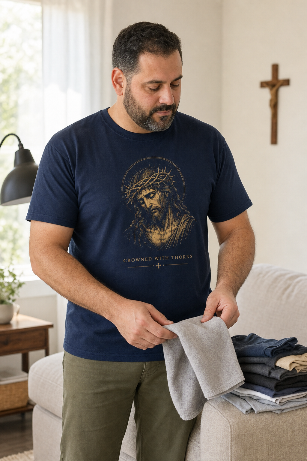 crowned-with-thorns-t-shirt lifestyle · Navy