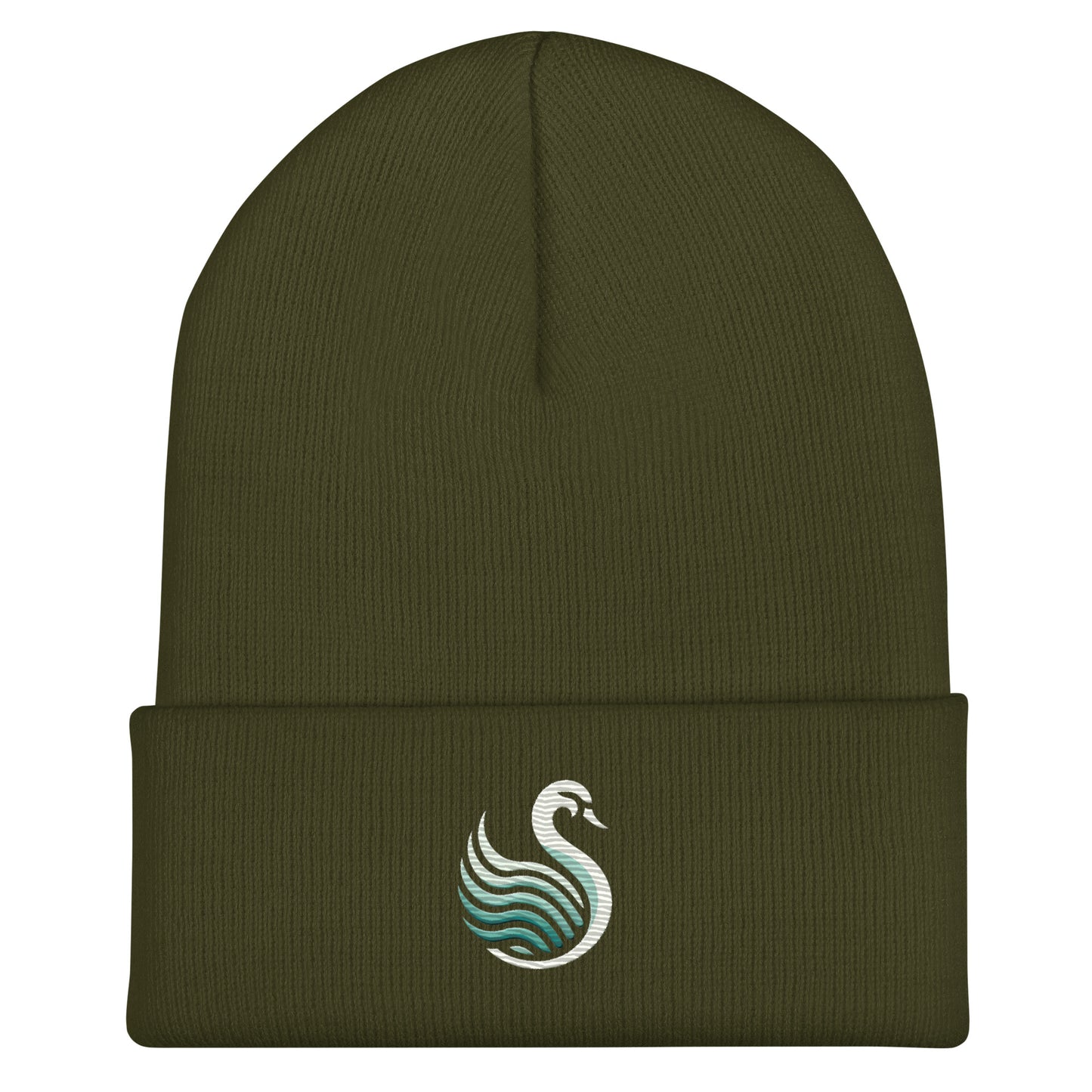 Swan Cuffed Beanie Embroidery