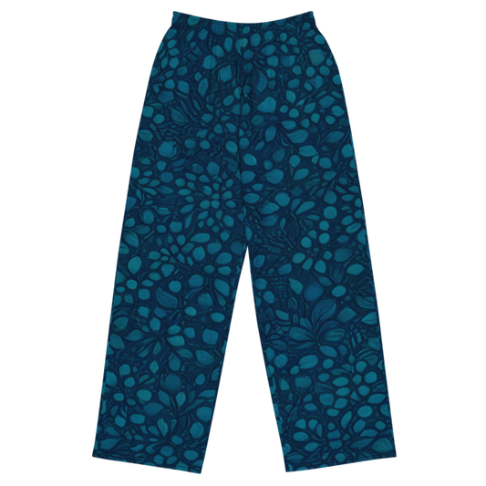 Teal Organic Diamonds Wide Leg Pants