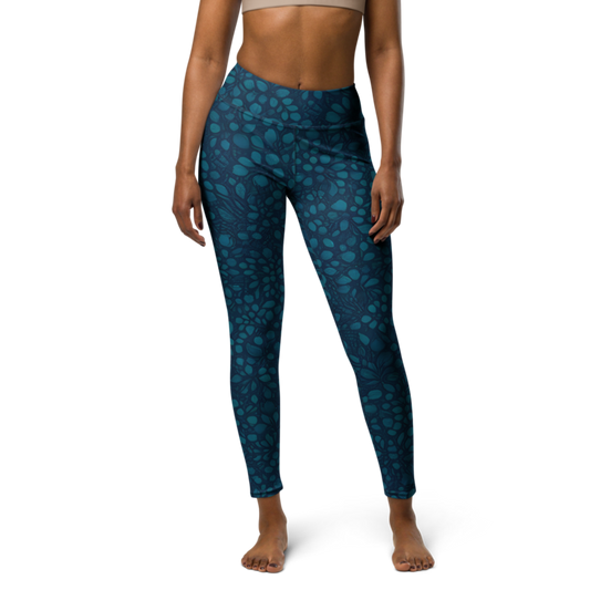 Teal Organic Diamonds Yoga Leggings