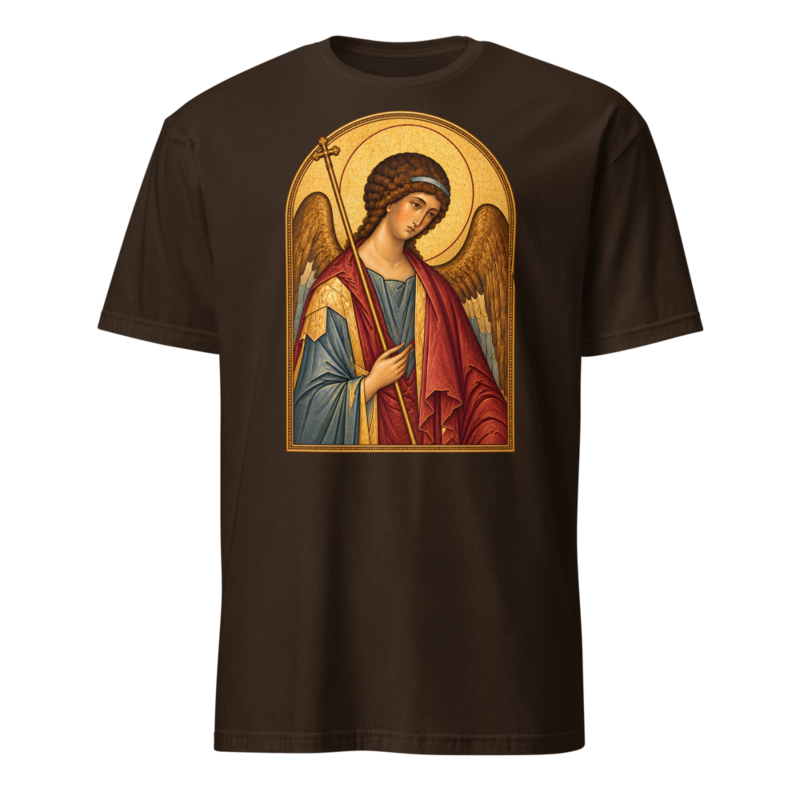 saint-michael-the-archangel-tee Softstyle Flat · Dark Chocolate