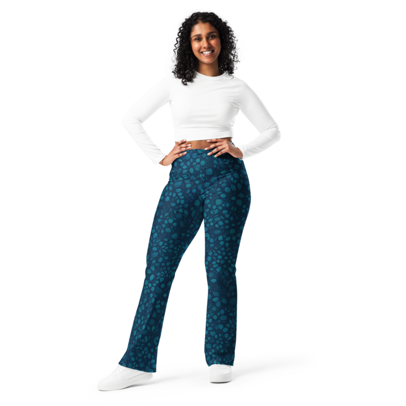Teal Organic Diamonds Flare Leggings