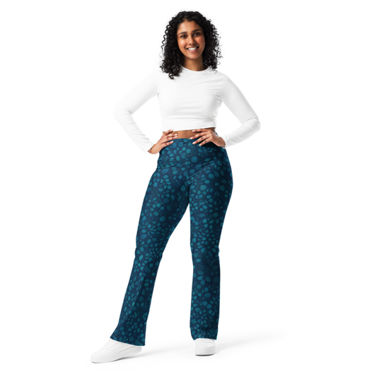 Teal Organic Diamonds Flare Leggings