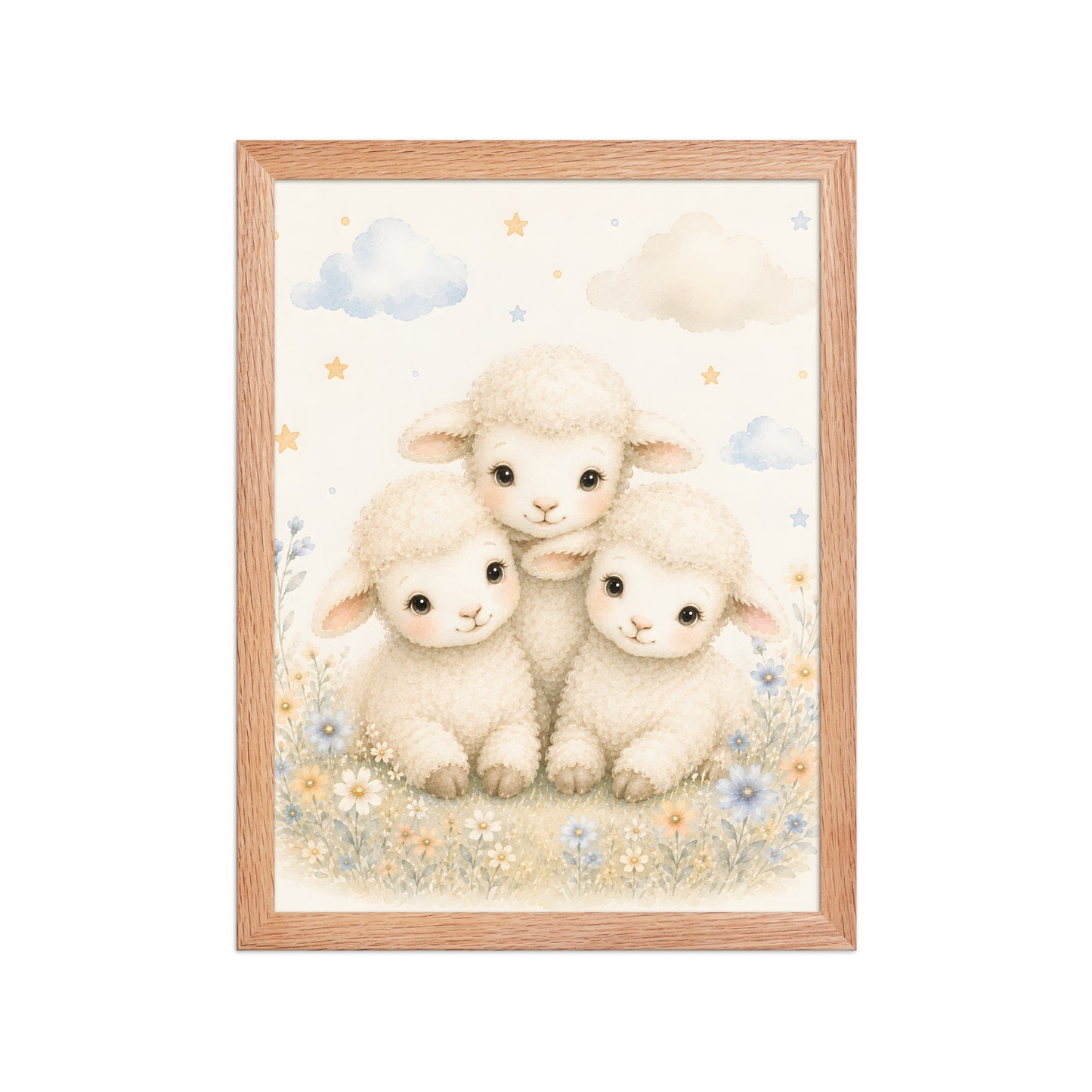 Three Little Lambs — Counting Sheep Nursery Framed Wall Art