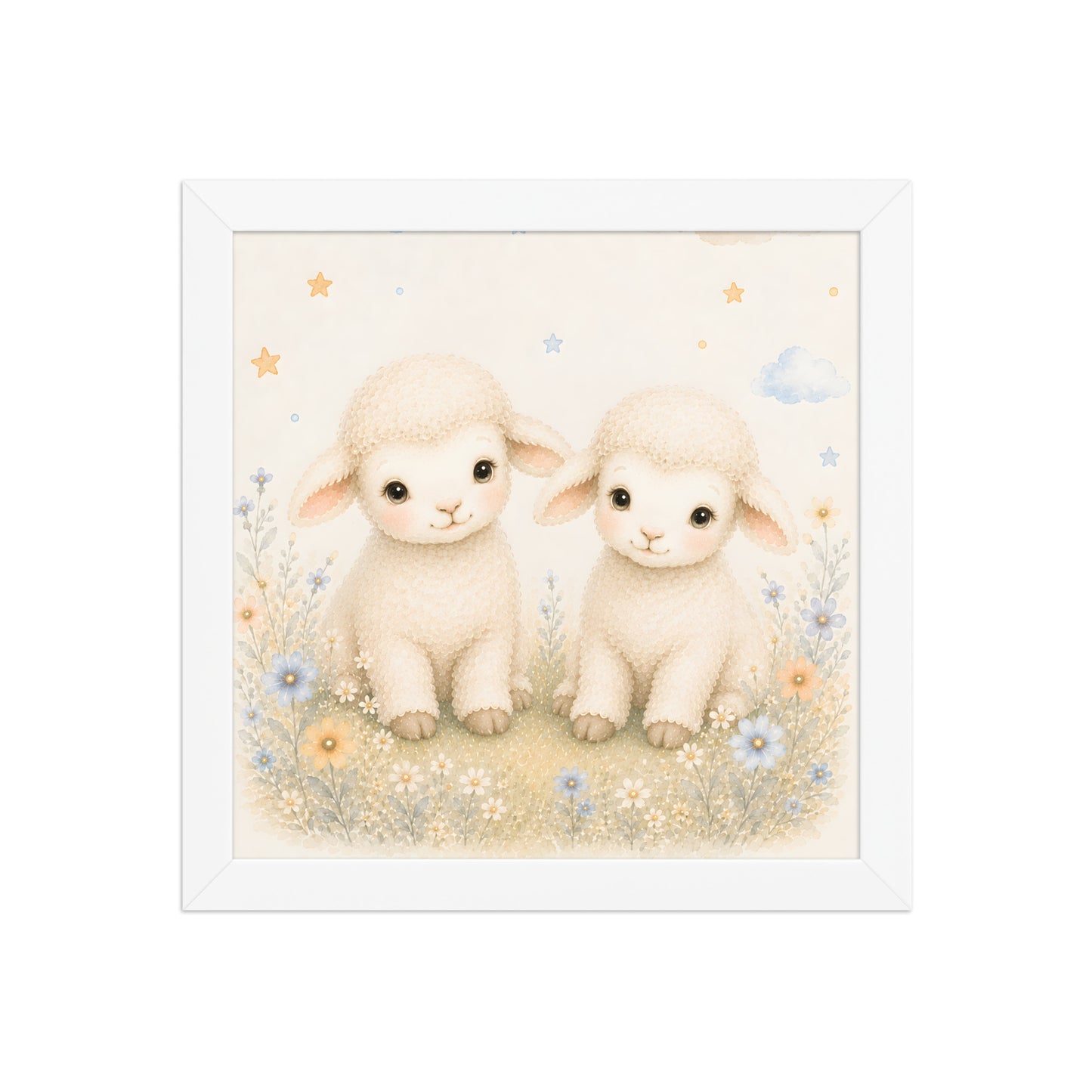 Two Little Lambs — Counting Sheep Nursery Framed Wall Art