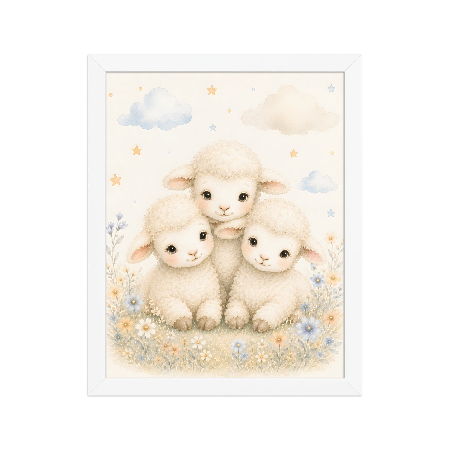 Three Little Lambs — Counting Sheep Nursery Framed Wall Art