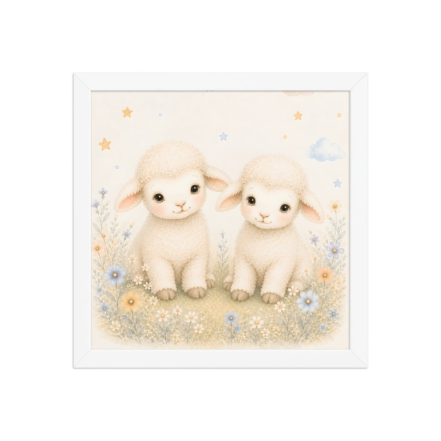 Two Little Lambs — Counting Sheep Nursery Framed Wall Art