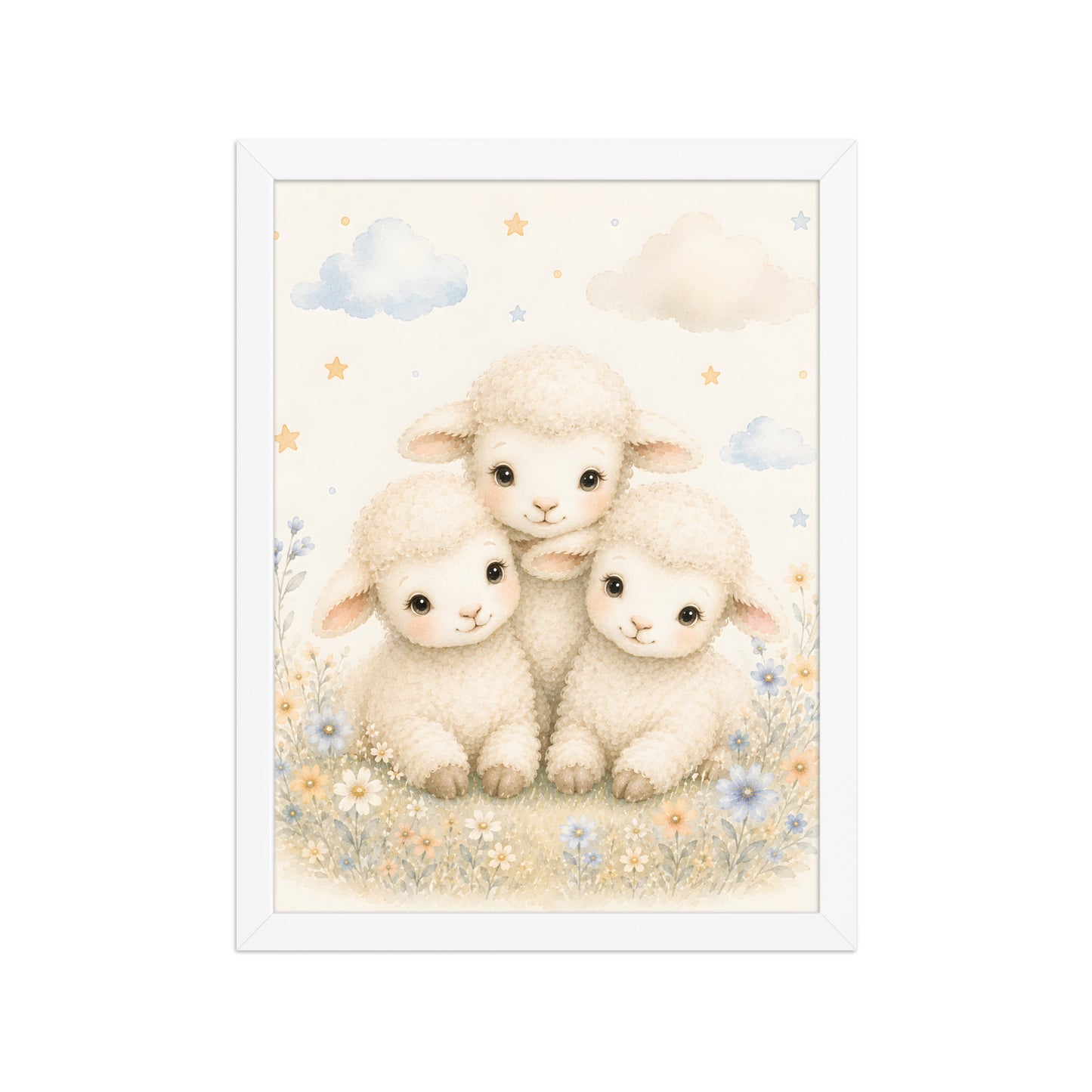 Three Little Lambs — Counting Sheep Nursery Framed Wall Art