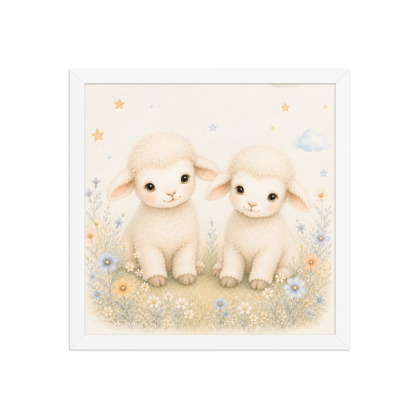Two Little Lambs — Counting Sheep Nursery Framed Wall Art