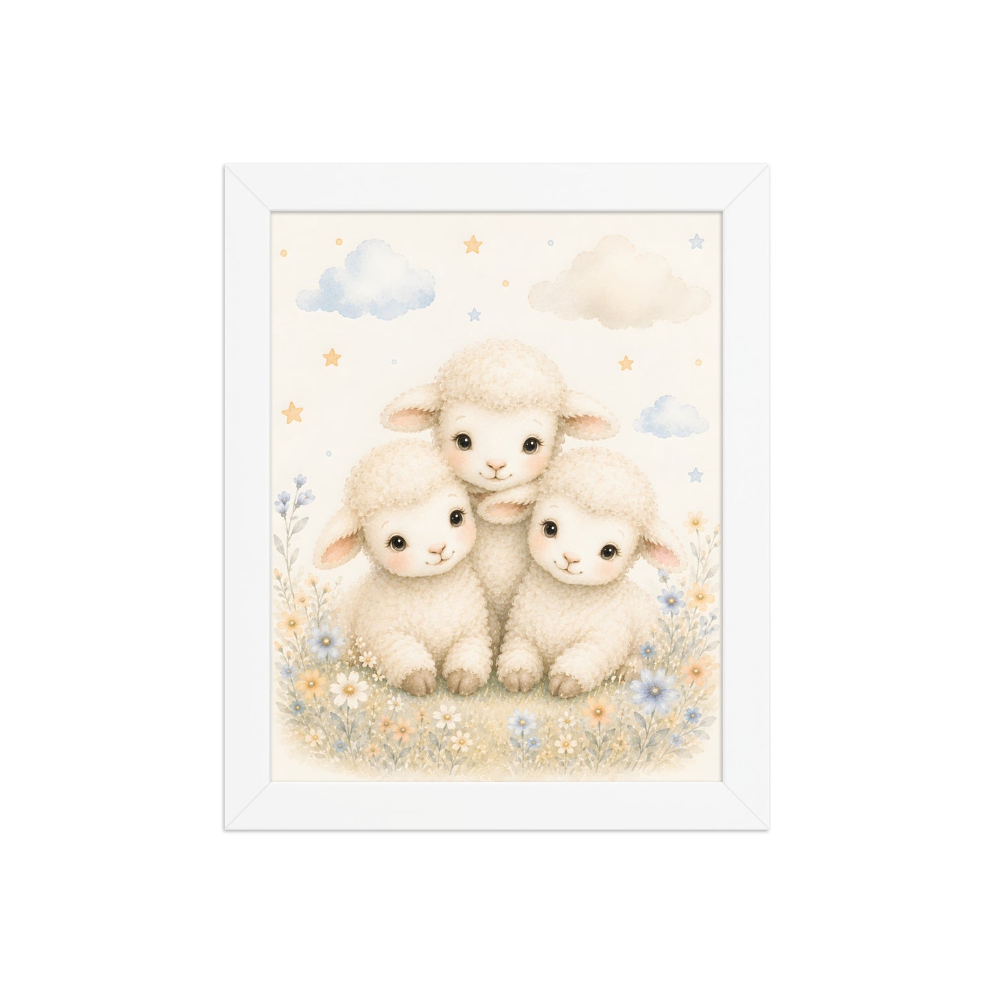Three Little Lambs — Counting Sheep Nursery Framed Wall Art
