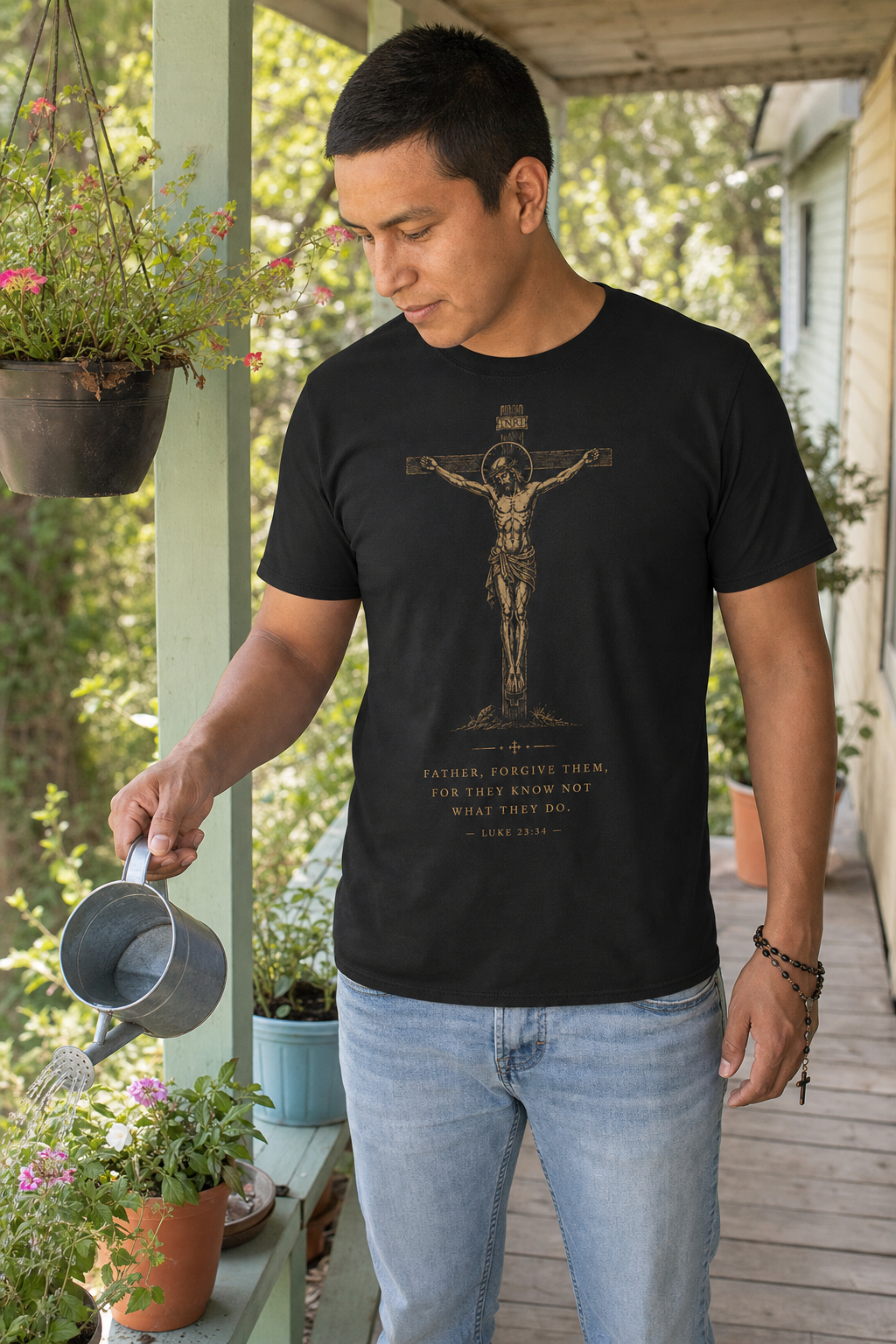 father-forgive-them-t-shirt lifestyle · Black