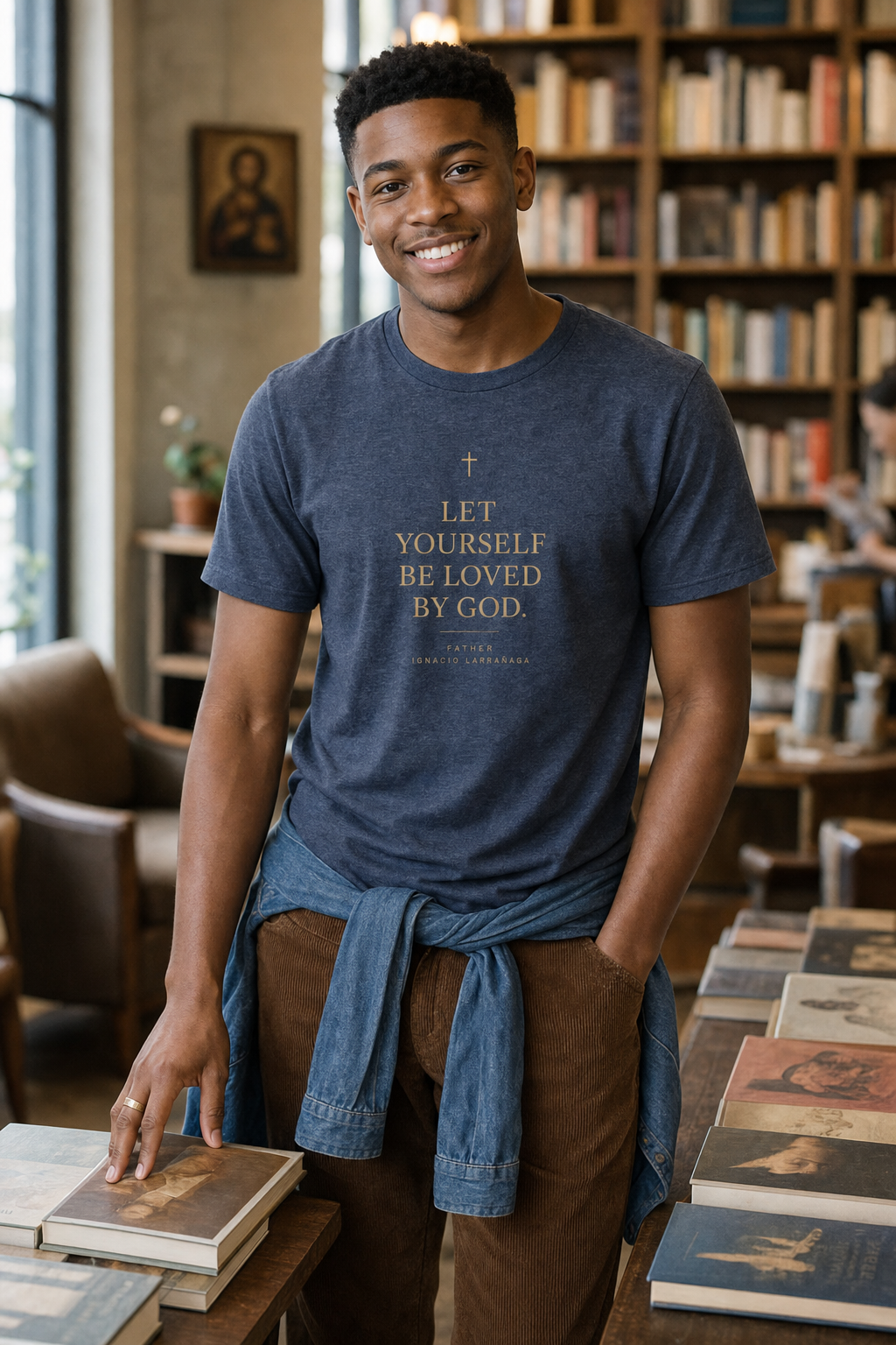 father-ignacio-t-shirt lifestyle · Heather Navy