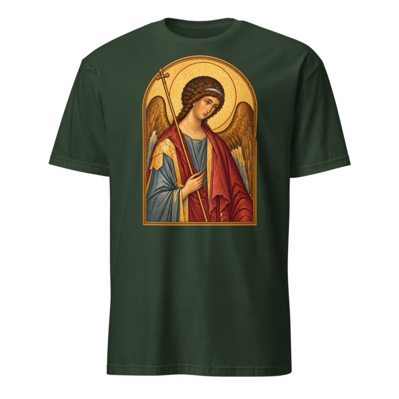 saint-michael-the-archangel-tee Softstyle Flat · Forest Green