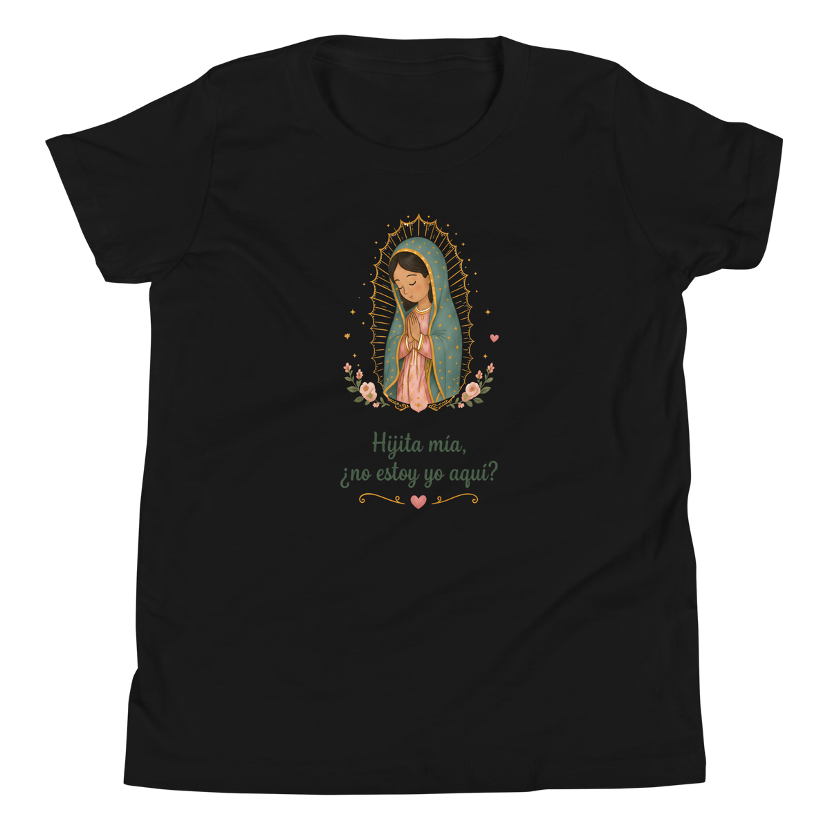 Hijita Mía Guadalupe Girls — Printful flat · Black