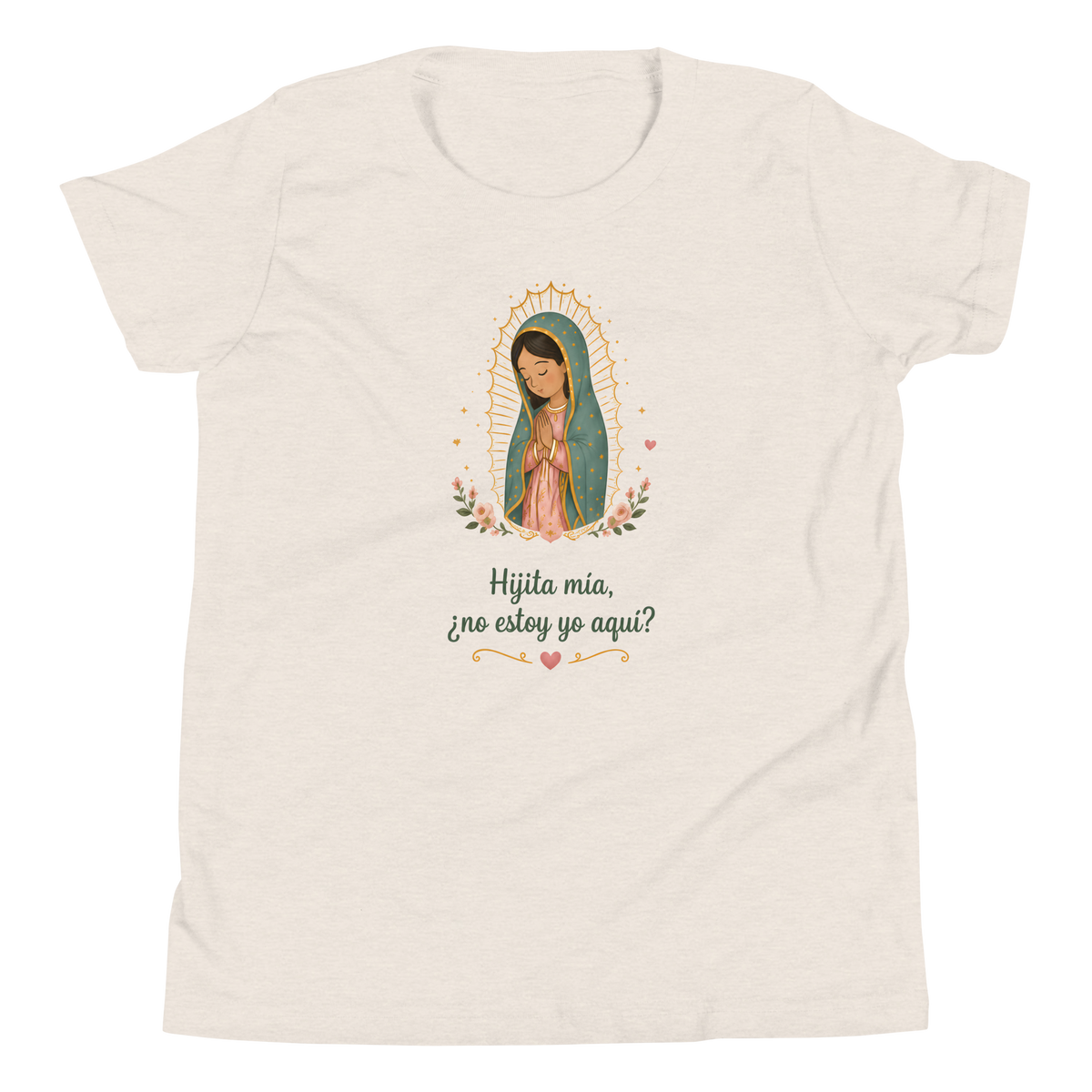 Hijita Mía Guadalupe Girls — Printful flat · Heather Dust