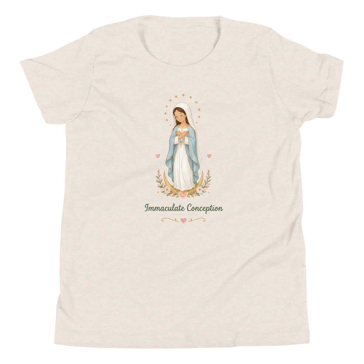 Immaculate Conception Girls — Printful flat · Heather Dust
