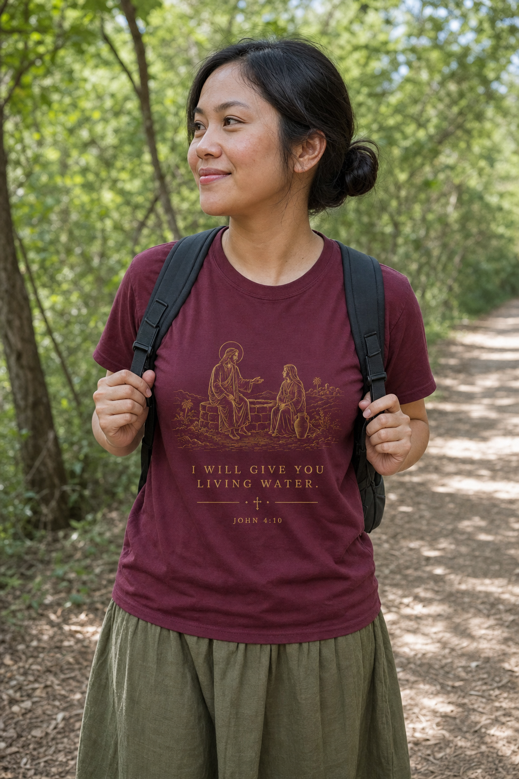 living-water-t-shirt lifestyle · Maroon