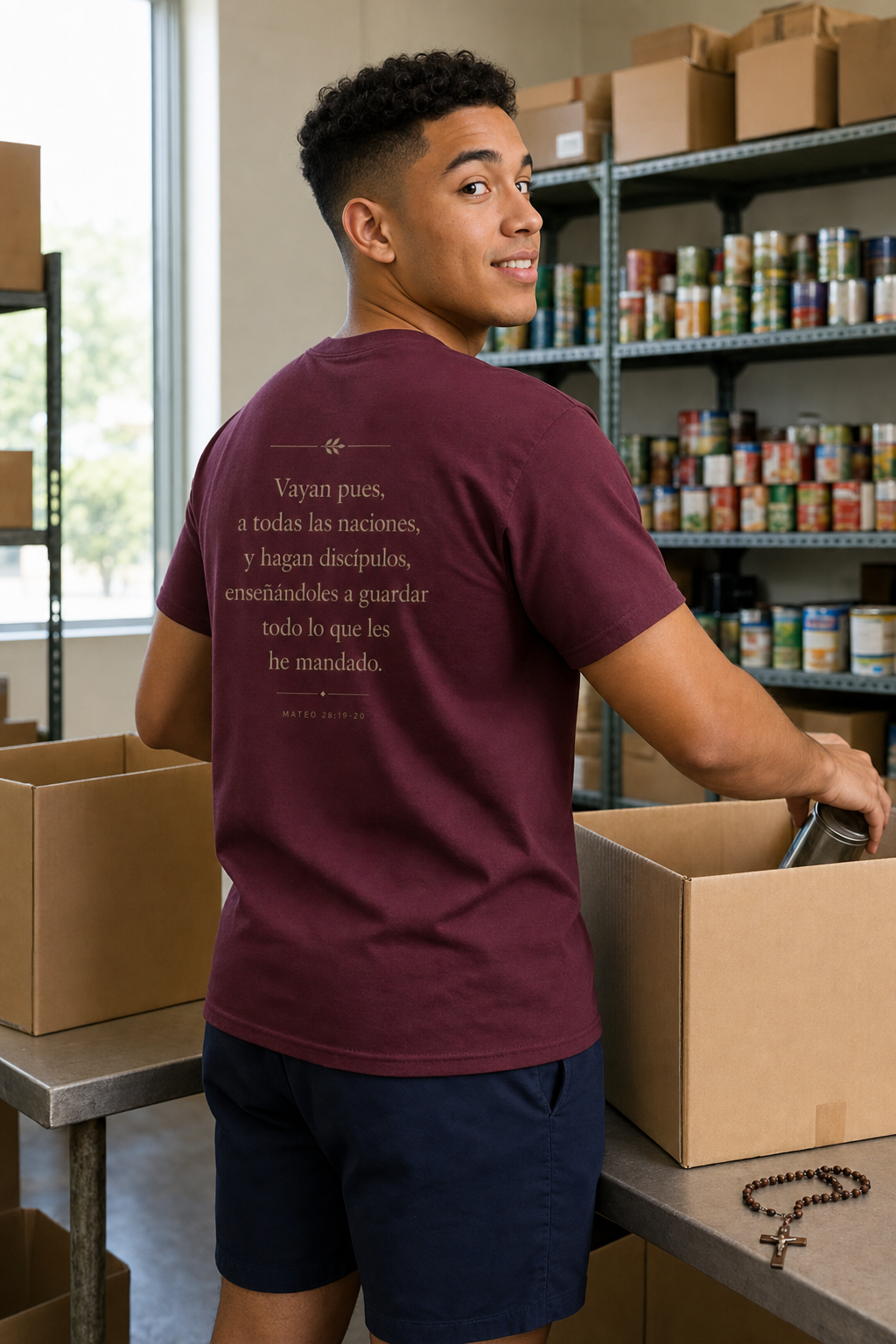 mateo-28-gold-t-shirt lifestyle · Maroon