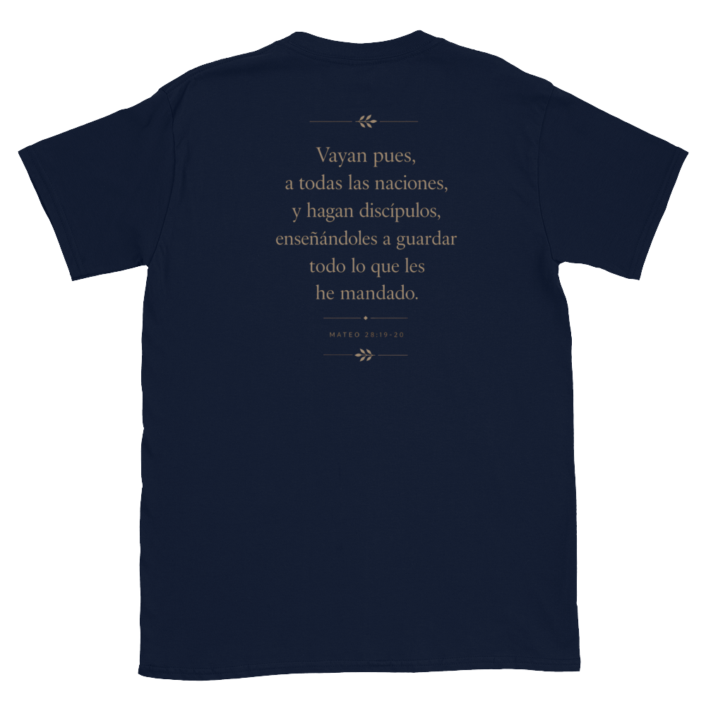 Mateo 28 Gold Tee — back · Navy