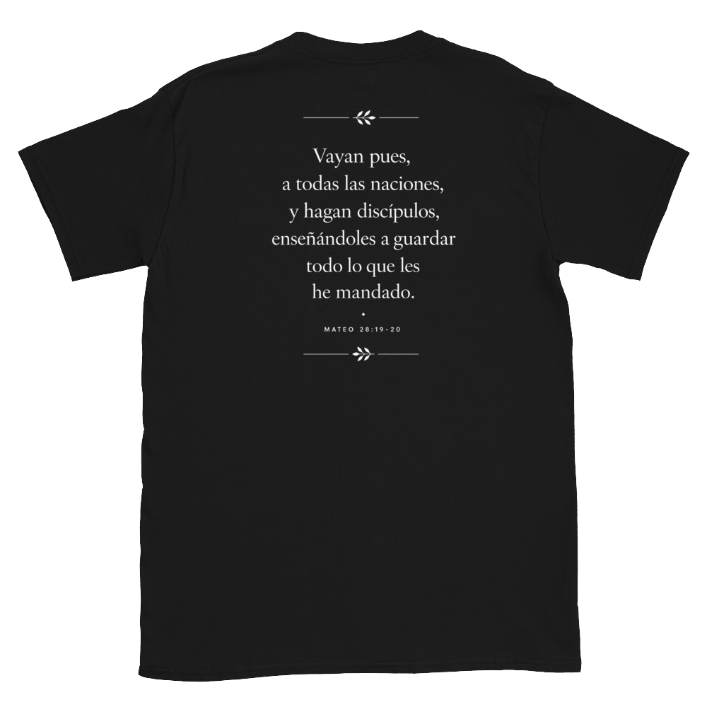 Mateo 28 White Tee — back · Black