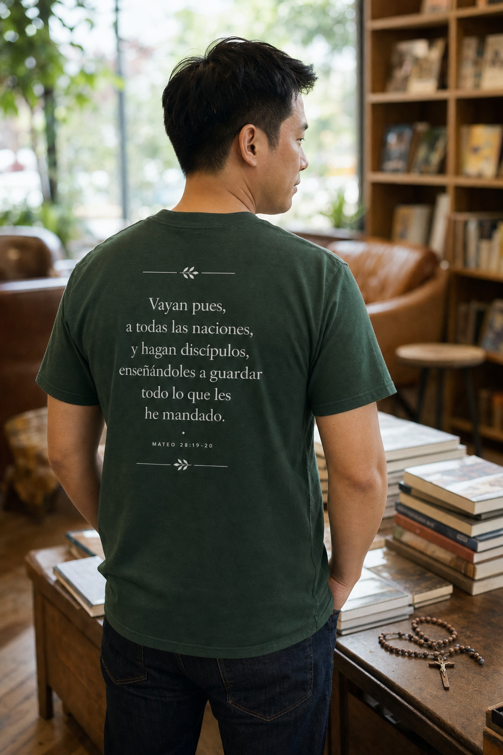 mateo-28-white-t-shirt lifestyle · Forest Green