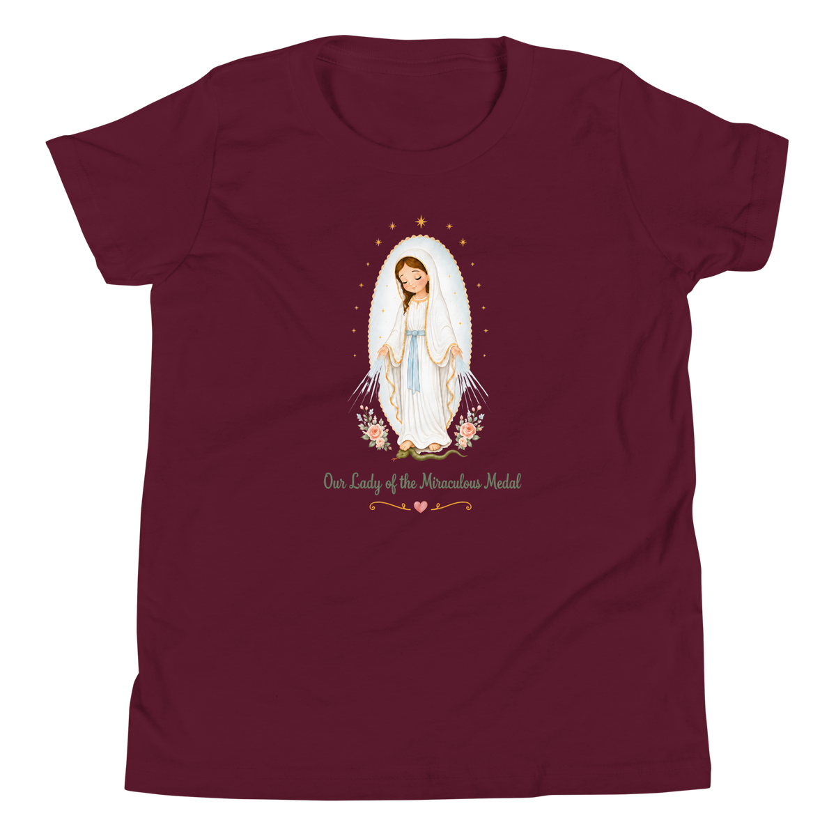 Our Lady of the Miraculous Medal Girls — Printful flat · Maroon