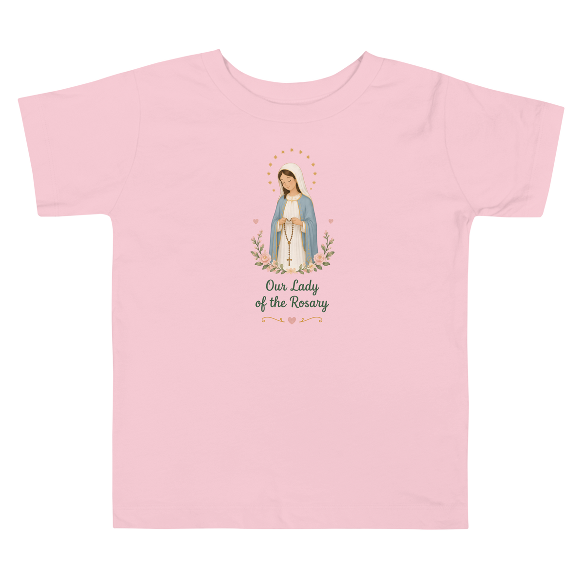 Our Lady of the Rosary Toddler — Printful flat · Pink