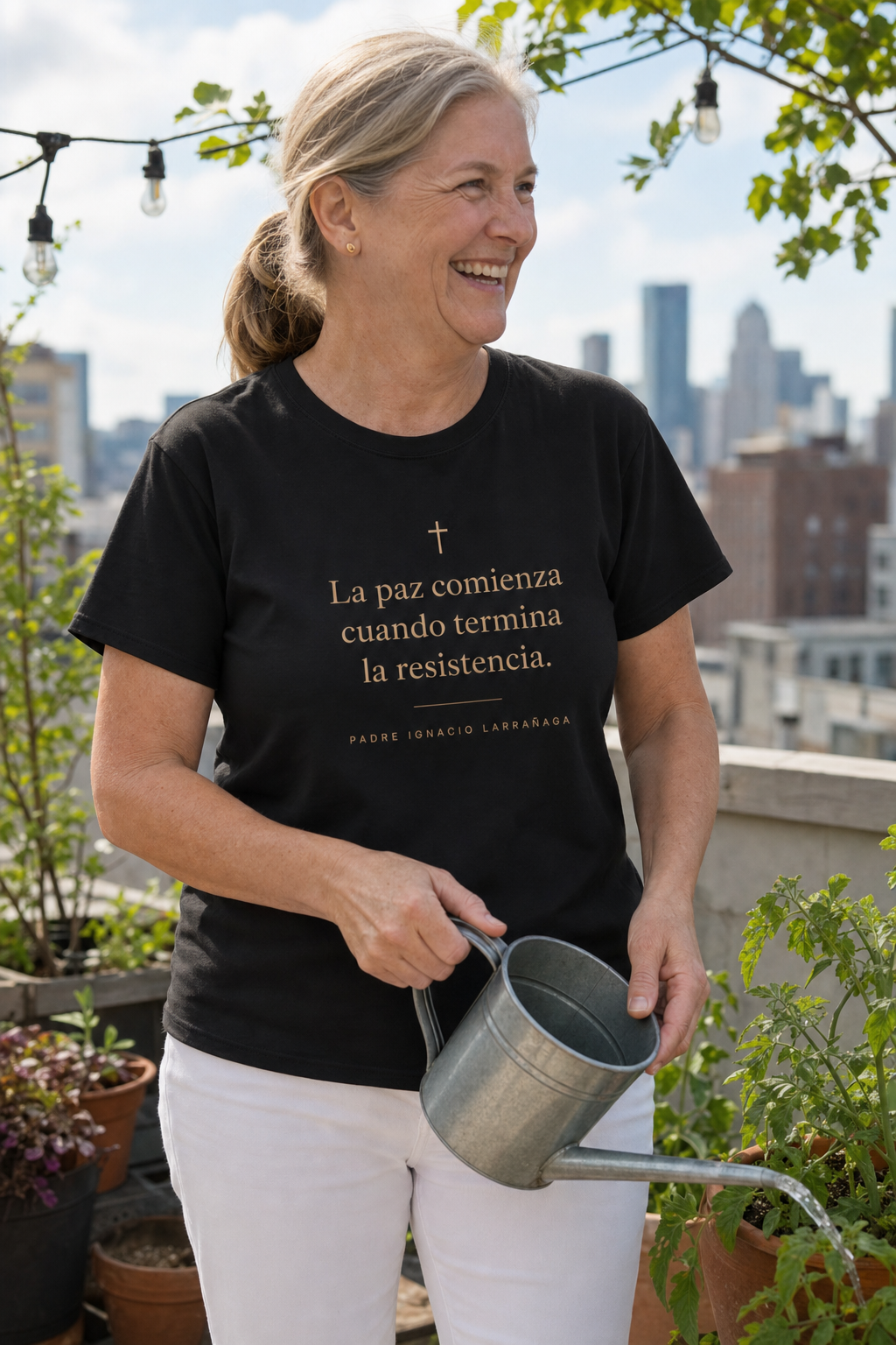 padre-ignacio-paz-t-shirt lifestyle · Black