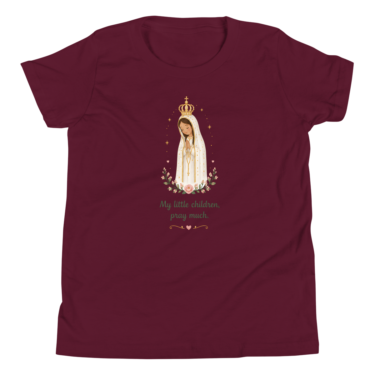 Pray Much Fátima Girls — Printful flat · Maroon