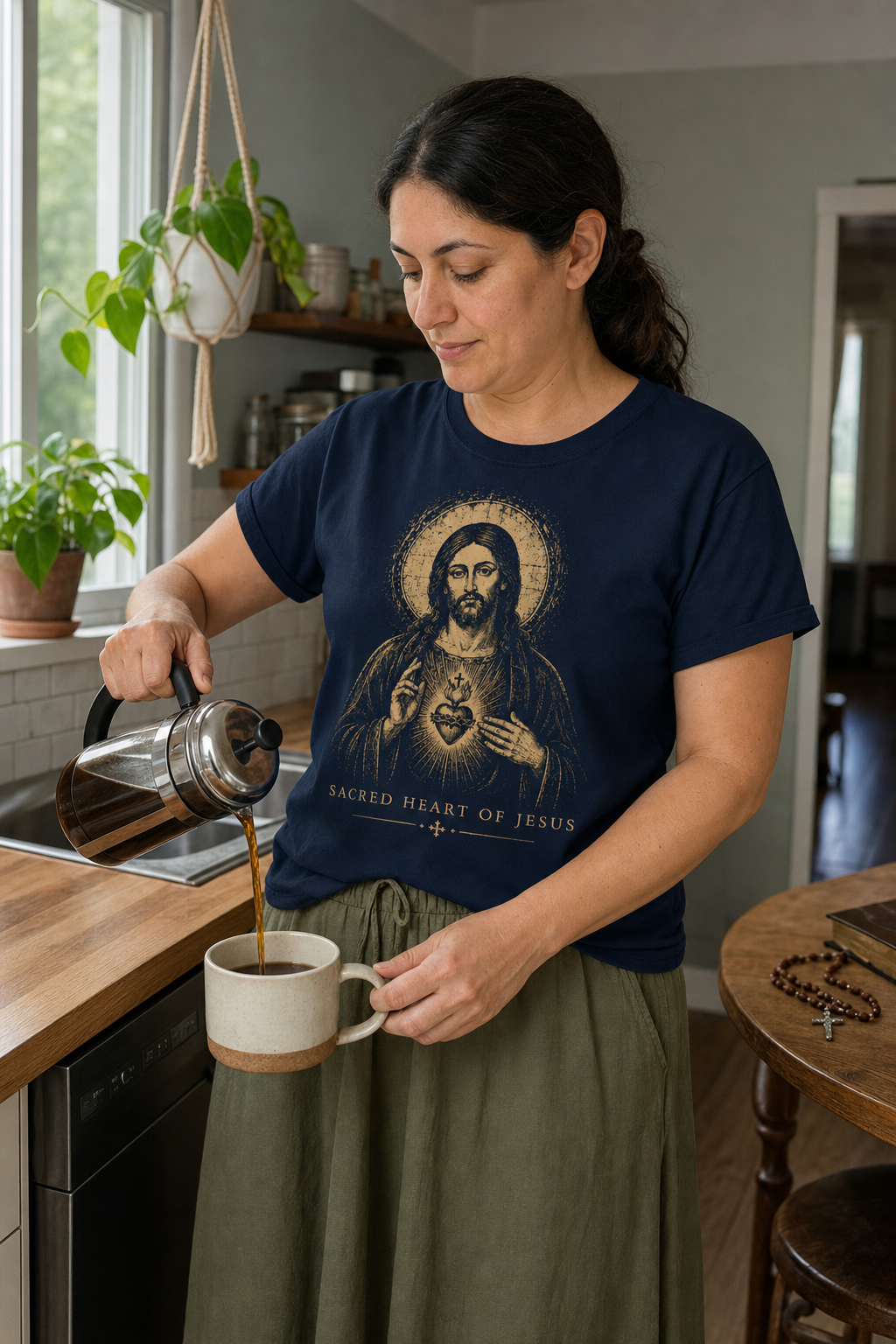 sacred-heart-of-jesus-t-shirt lifestyle · Navy