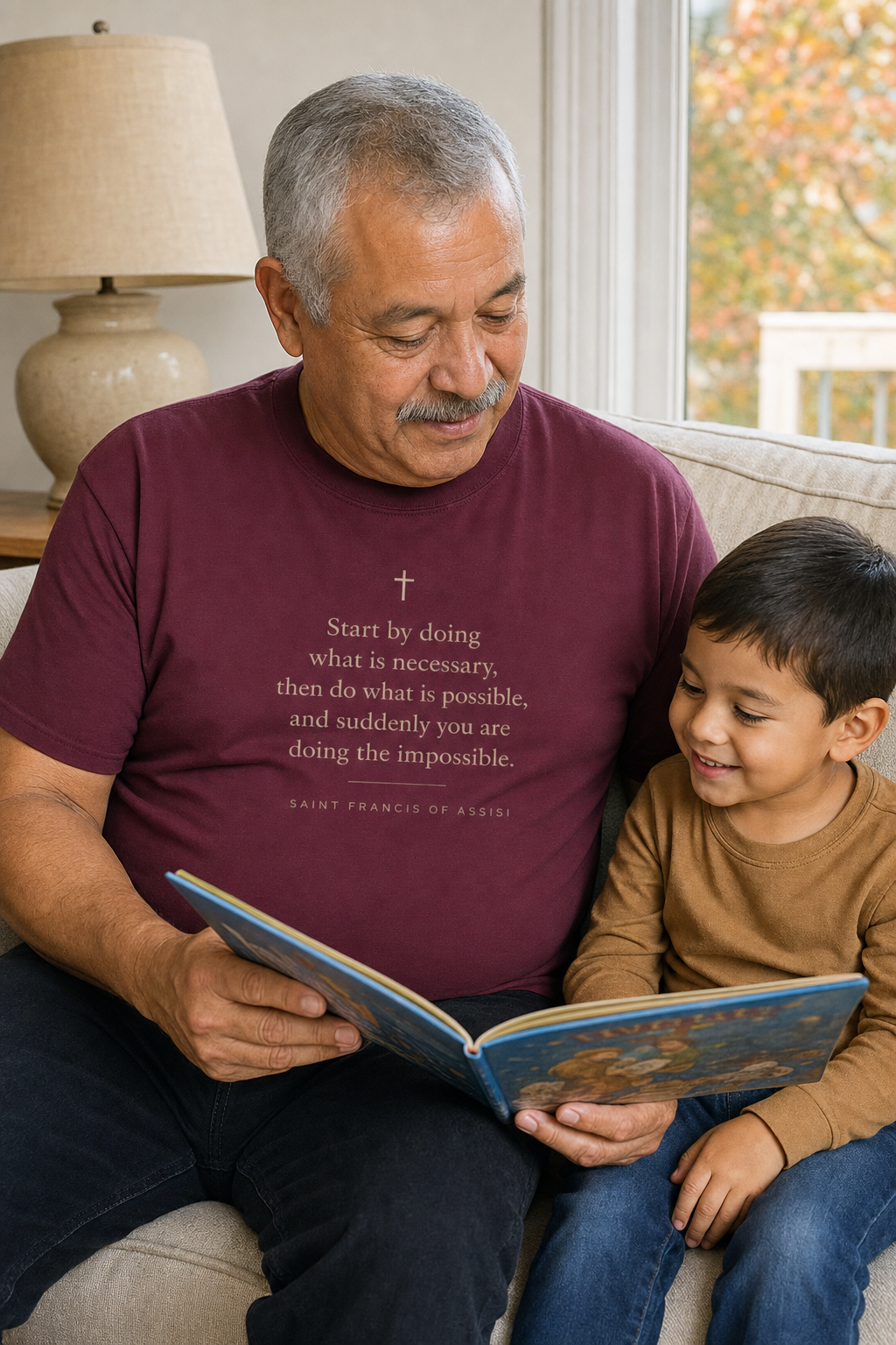 saint-francis-assisi-t-shirt lifestyle · Maroon