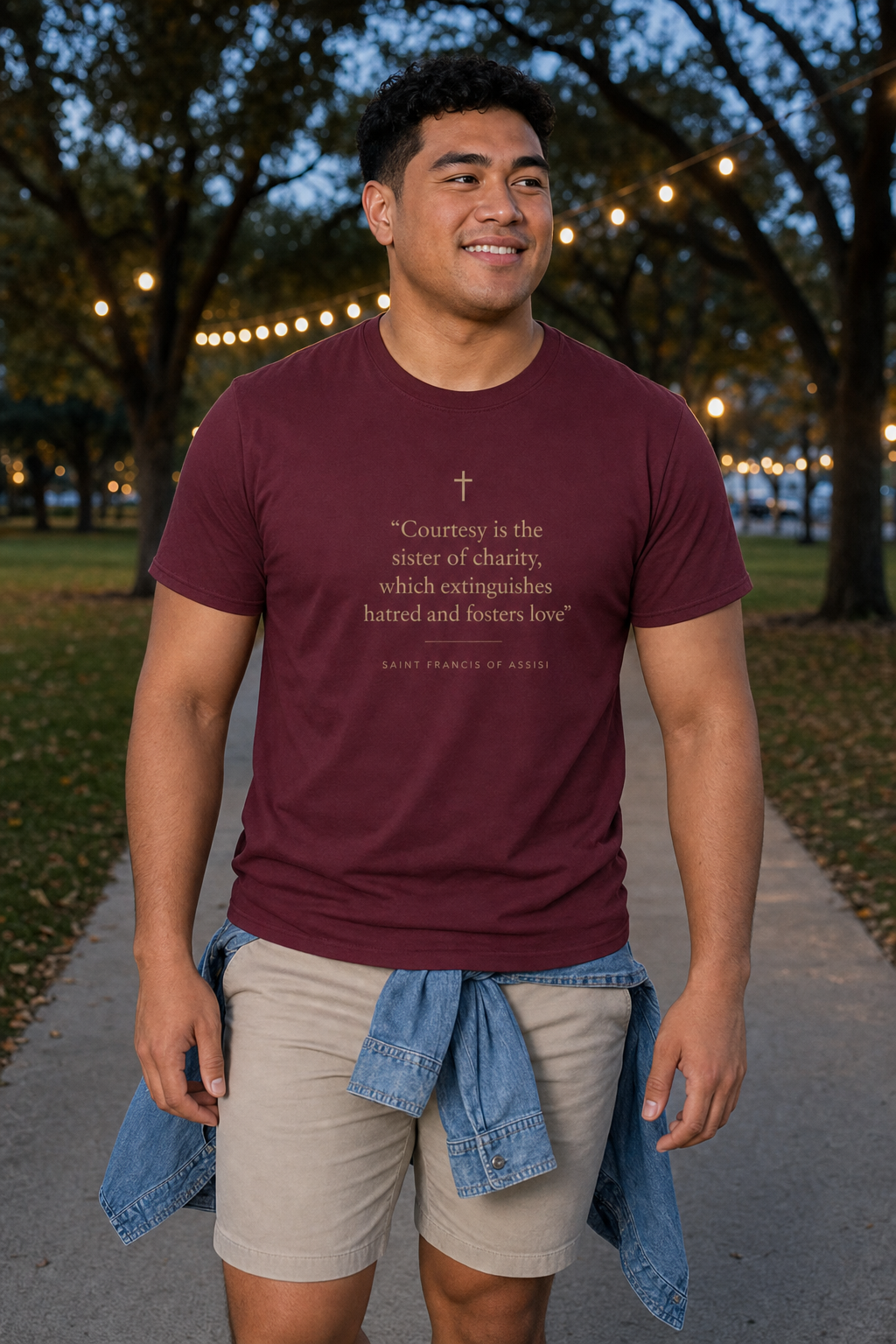 saint-francis-t-shirt lifestyle · Maroon