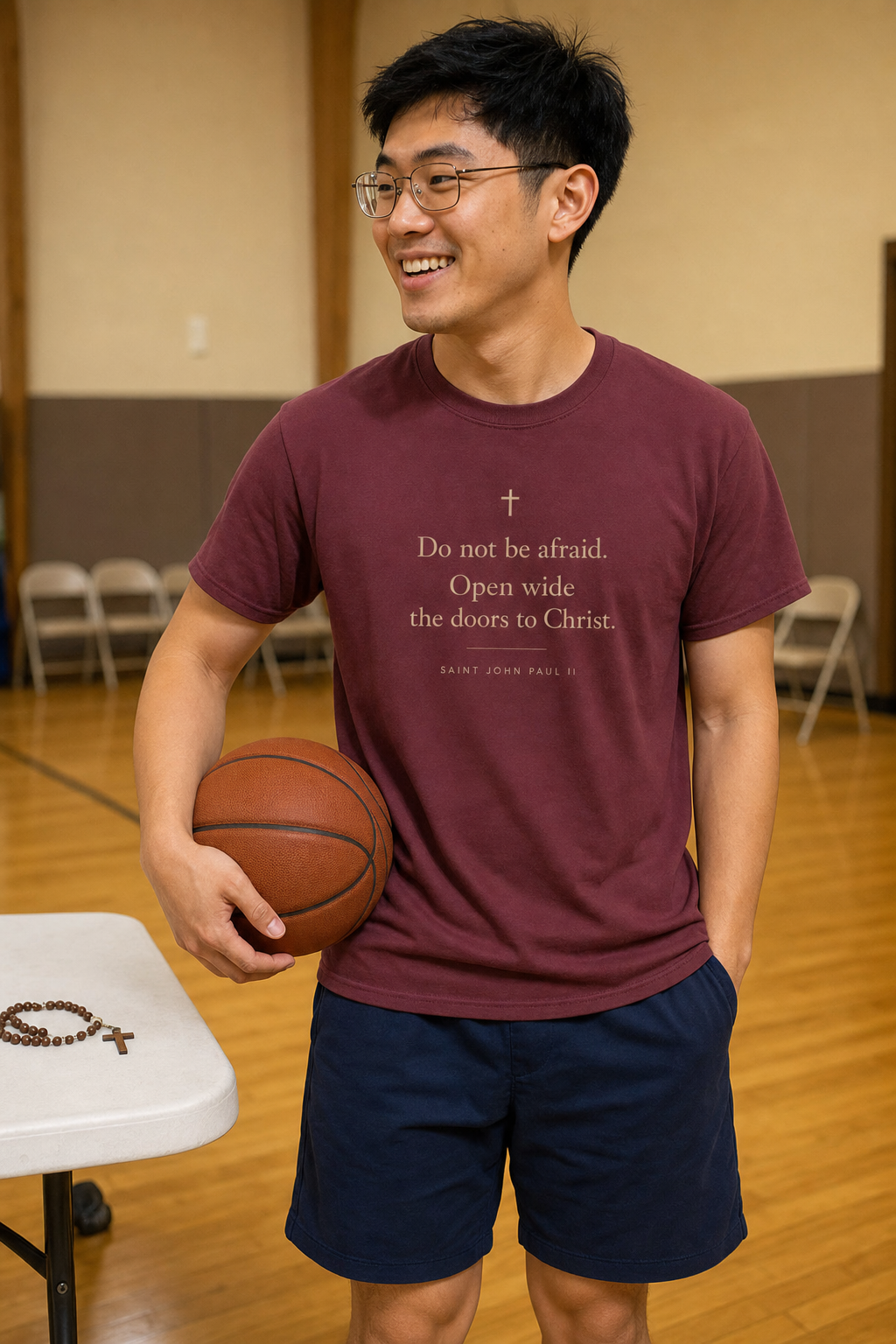 saint-john-paul-ii-t-shirt lifestyle · Maroon