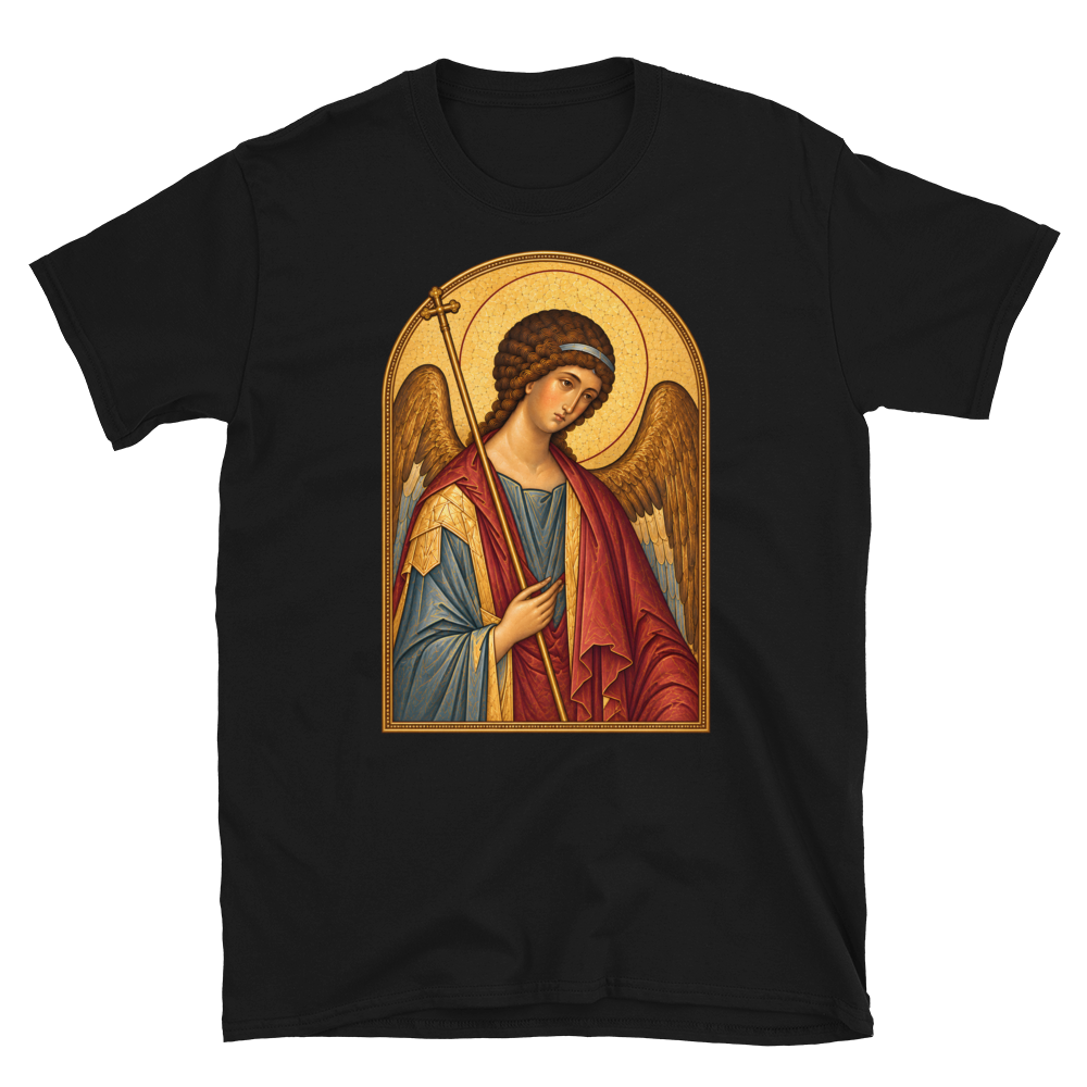 saint-michael-the-archangel-tee Softstyle Flat · Black