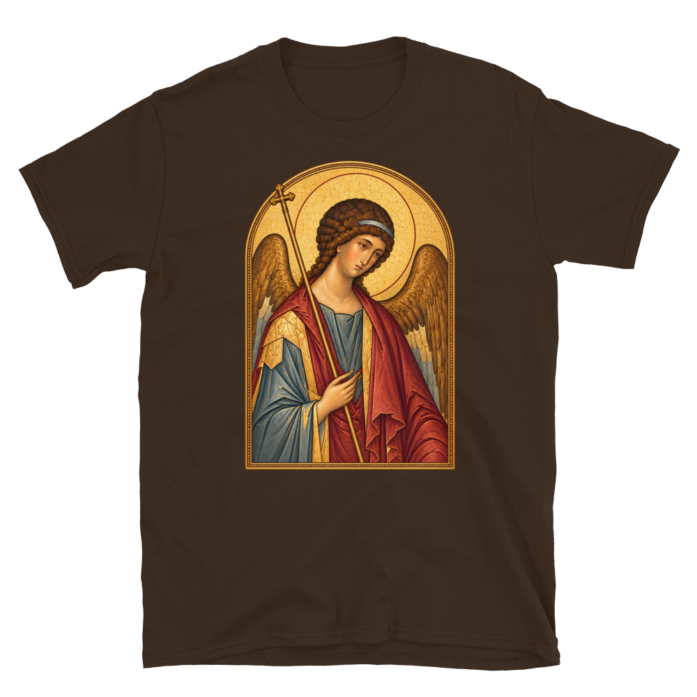 saint-michael-the-archangel-tee Softstyle Flat · Dark Chocolate